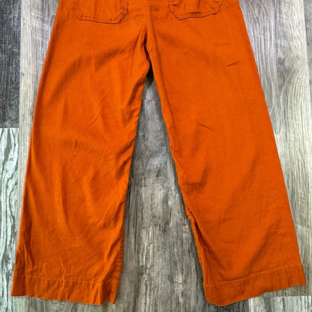 Maeve Pants Womens 4 Burnt Orange The Colette Wide Leg Linen Blend Cropped Pants - Picture 7 of 15